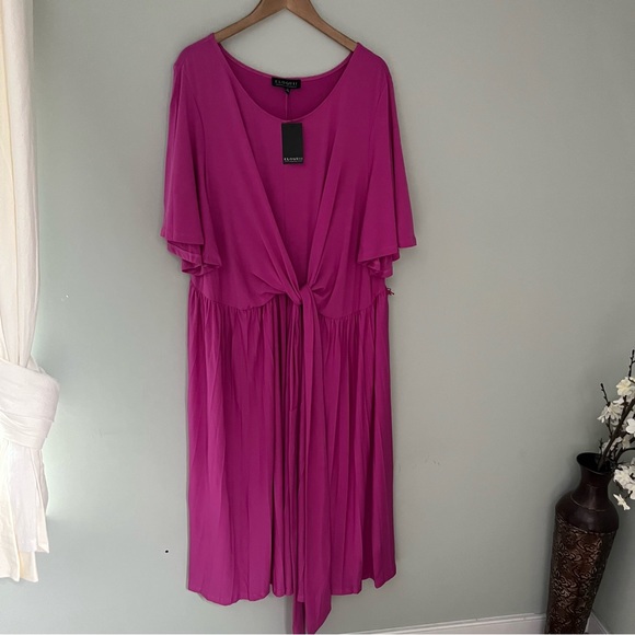 Eloquii Flutter Sleeve Twist Front Midi Dress NWT Size 26 - Picture 2 of 6